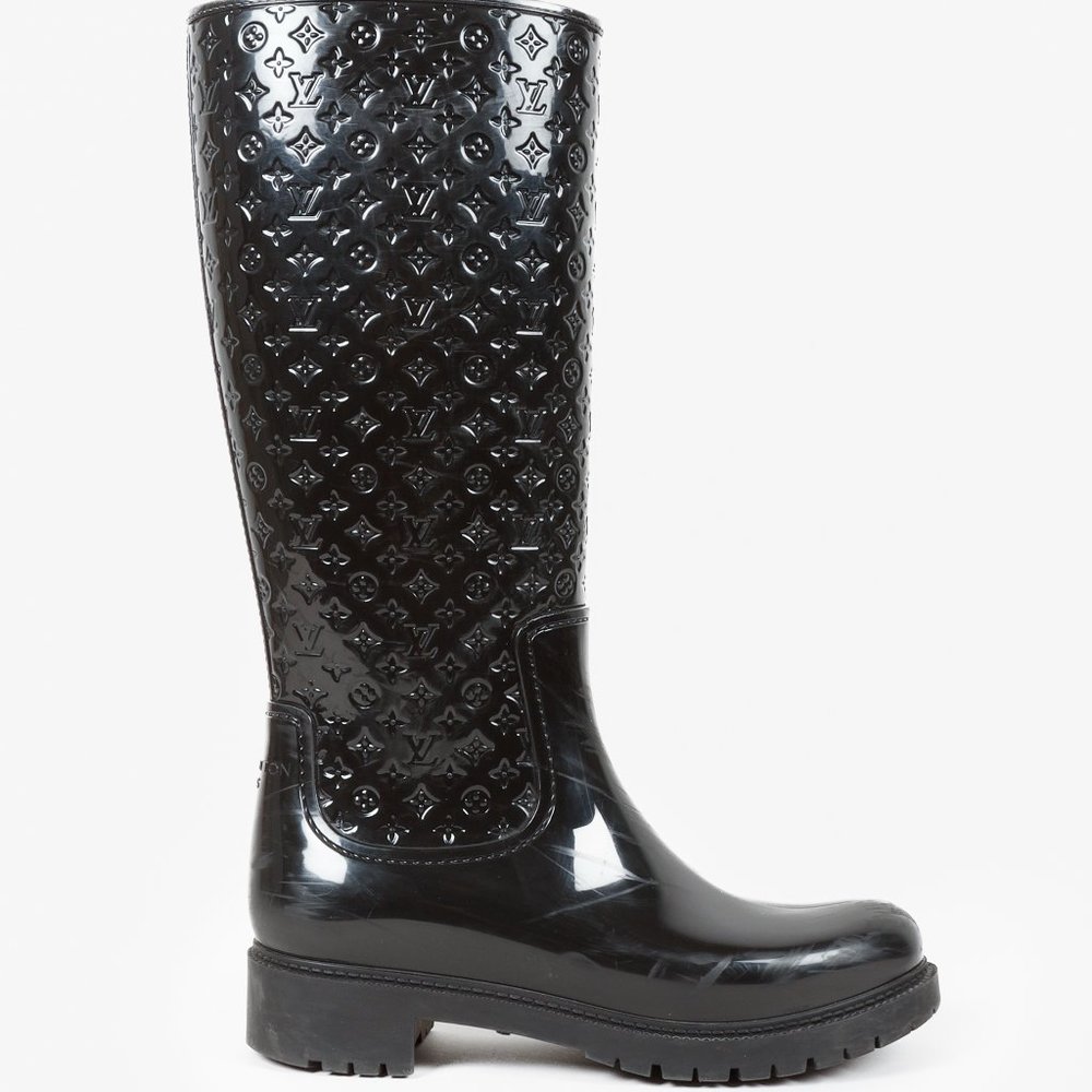 Louis Vuitton Black Monogram Splash High Rain Boots